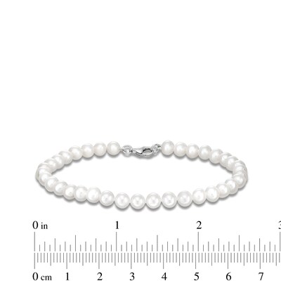 6mm Freshwater Cultured Pearl Bracelet with Sterling Silver Clasp - 8"