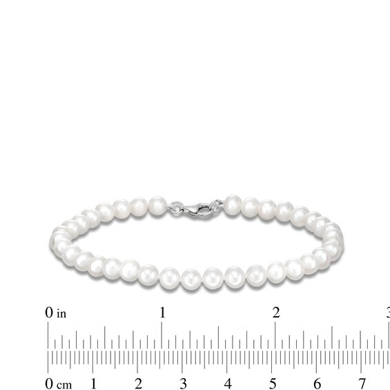 6mm Freshwater Cultured Pearl Bracelet with Sterling Silver Clasp - 8"