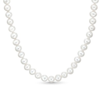 6mm Freshwater Cultured Pearl Necklace with Sterling Silver Clasp - 18"