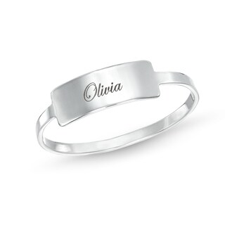 Sterling Silver Script Engravable Bar Ring