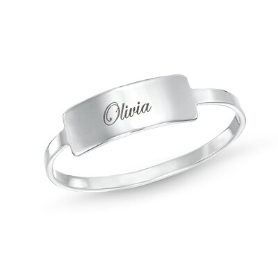 Sterling Silver Script Engravable Bar Ring