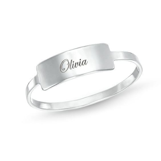 Sterling Silver Script Engravable Bar Ring