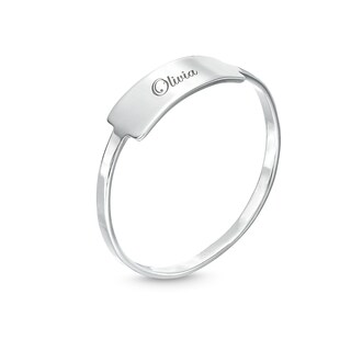 Sterling Silver Script Engravable Bar Ring