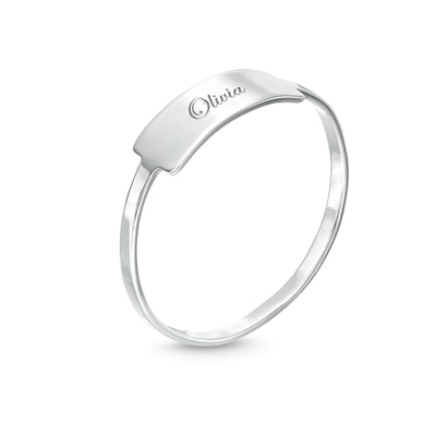 Sterling Silver Script Engravable Bar Ring