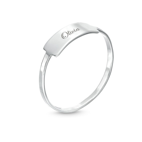 Sterling Silver Script Engravable Bar Ring