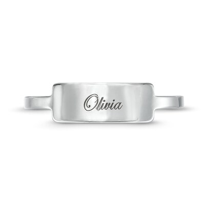 Sterling Silver Script Engravable Bar Ring
