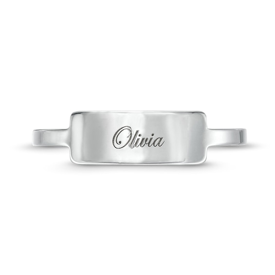 Sterling Silver Script Engravable Bar Ring