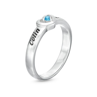Sterling Silver ​​​​​​​Birthstone Two Name Engravable Ring