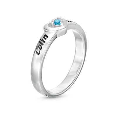 Sterling Silver ​​​​​​​Birthstone Two Name Engravable Ring
