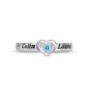 Sterling Silver ​​​​​​​Birthstone Two Name Engravable Ring