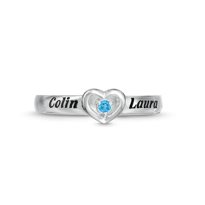 Sterling Silver ​​​​​​​Birthstone Two Name Engravable Ring