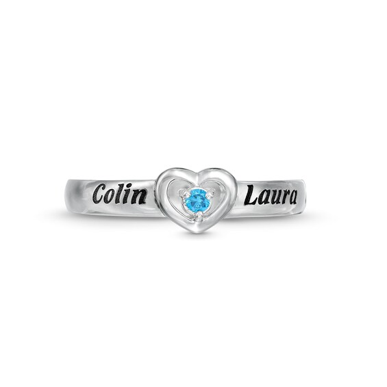 Sterling Silver ​​​​​​​Birthstone Two Name Engravable Ring