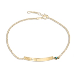 Birthstone Engravable Name ID Bracelet in Sterling Silver with 14K Gold Plate - 7.5 in.