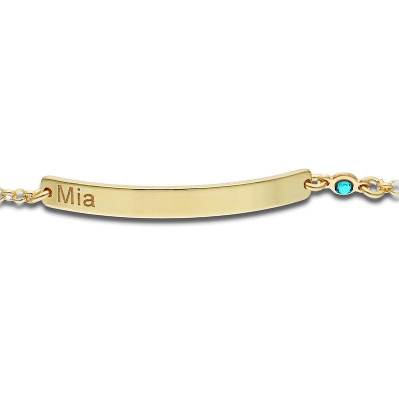 Birthstone Engravable Name ID Bracelet in Sterling Silver with 14K Gold Plate - 7.5 in.