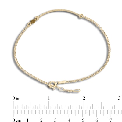 Birthstone Engravable Name ID Bracelet in Sterling Silver with 14K Gold Plate - 7.5 in.