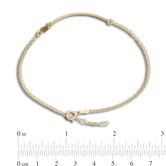 Birthstone Engravable Name ID Bracelet in Sterling Silver with 14K Gold Plate - 7.5 in.