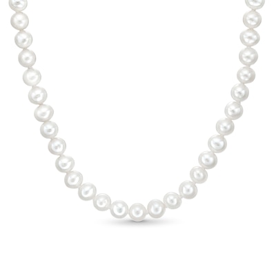 6mm Freshwater Cultured Pearl Necklace with Sterling Silver Clasp - 20"