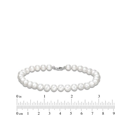 7mm Freshwater Cultured Pearl Bracelet with Sterling Silver Clasp - 9"