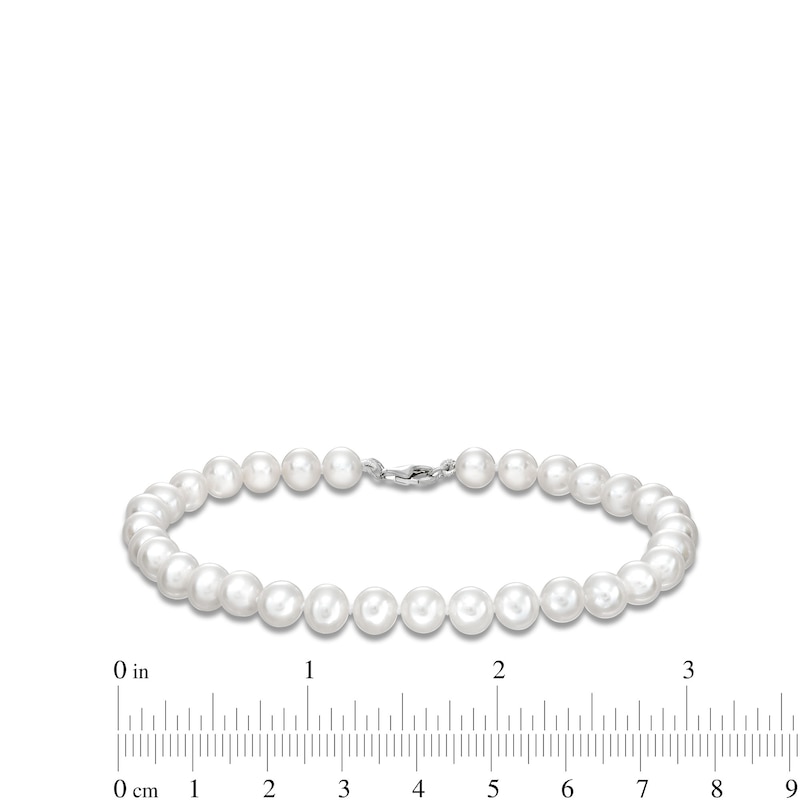 Main Image 3 of 7mm Freshwater Cultured Pearl Bracelet with Sterling Silver Clasp - 9"