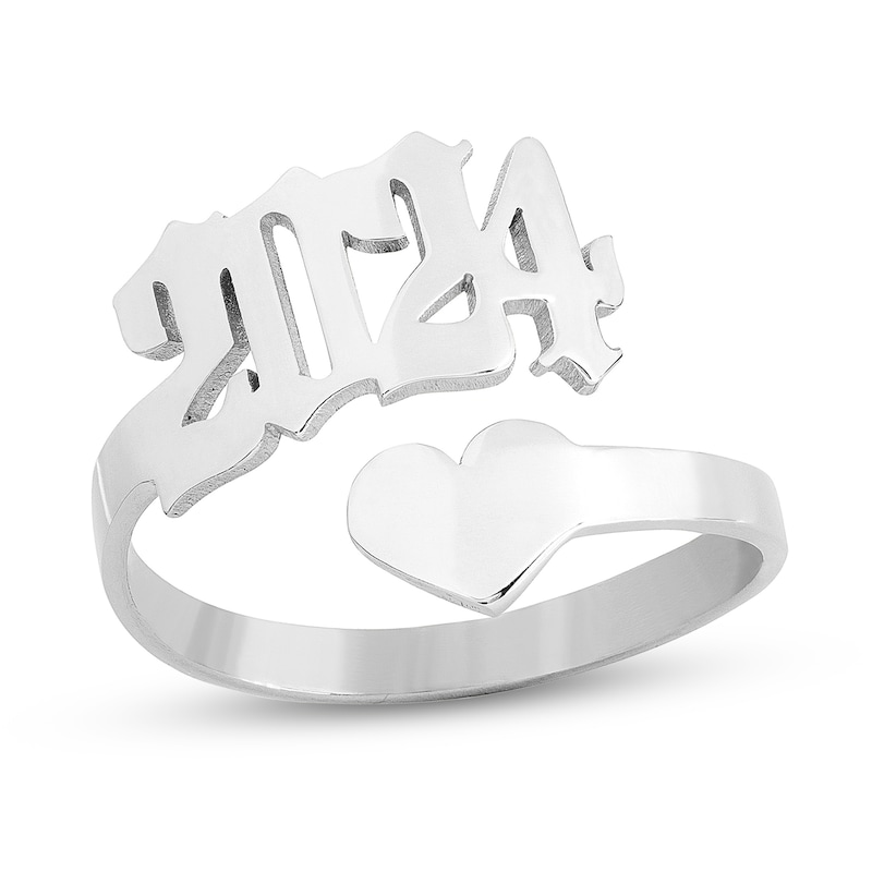 Main Image 1 of Sterling Silver Heart and Year Gothic Personalized Ring