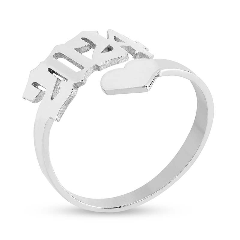 Main Image 3 of Sterling Silver Heart and Year Gothic Personalized Ring