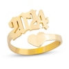 Thumbnail Image 0 of Heart and Year Gothic Personalized Ring in Solid Sterling Silver with 14K Gold Plate