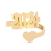 Thumbnail Image 2 of Heart and Year Gothic Personalized Ring in Solid Sterling Silver with 14K Gold Plate