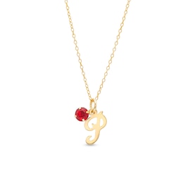 Birthstone Initial Necklace in 10K Gold - 18 in.