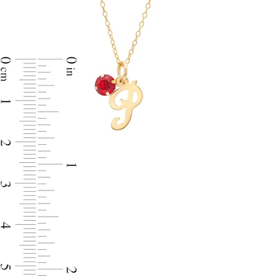 10K Gold Birthstone Initial Pendant - 18"