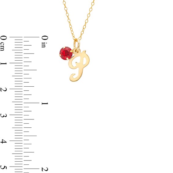 10K Gold Birthstone Initial Pendant - 18"