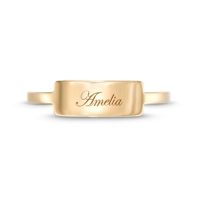 10K Gold Engravable Script Bar Ring