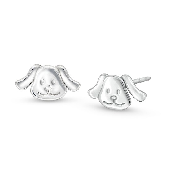 Child's Puppy Face Earrings in Sterling Silver