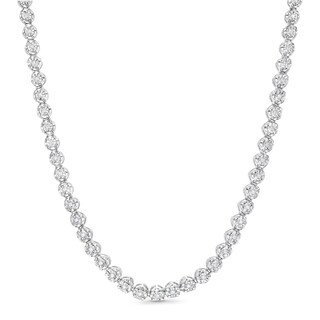 Sterling Silver 3/8 CT. T.W. Diamond Tennis Necklace - 14"