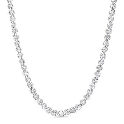 Sterling Silver 3/8 CT. T.W. Diamond Tennis Necklace - 14"
