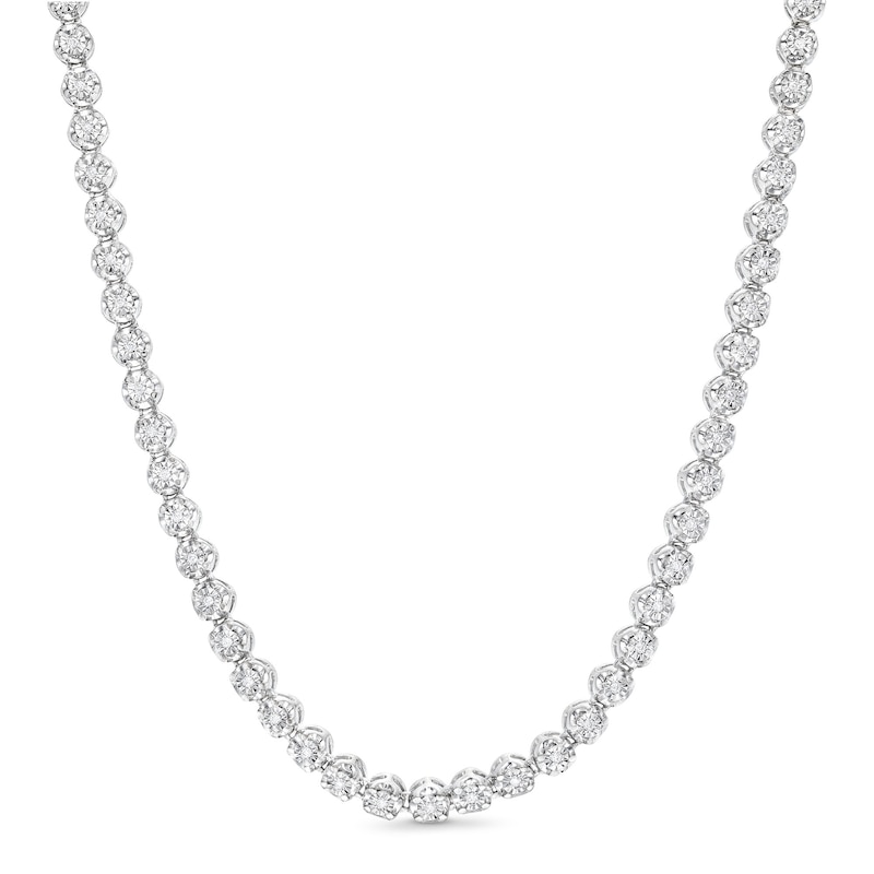 Sterling Silver 3/8 CT. T.W. Diamond Tennis Necklace - 14"