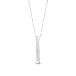 Engravable Four Sided Bar Personalized Necklace in Sterling Silver