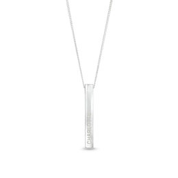 Sterling Silver Engravable Four Sided Bar Pendant - 18"