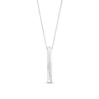 Sterling Silver Engravable Four Sided Bar Pendant - 18"