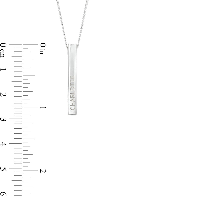 Main Image 2 of Sterling Silver Engravable Four Sided Bar Pendant - 18"