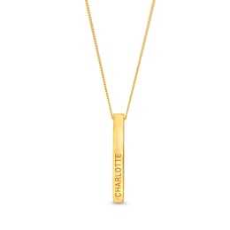 14K Gold Plated Engravable Four Sided Bar Pendant -18"