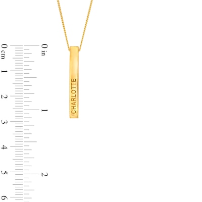 14K Gold Plated Engravable Four Sided Bar Pendant -18"