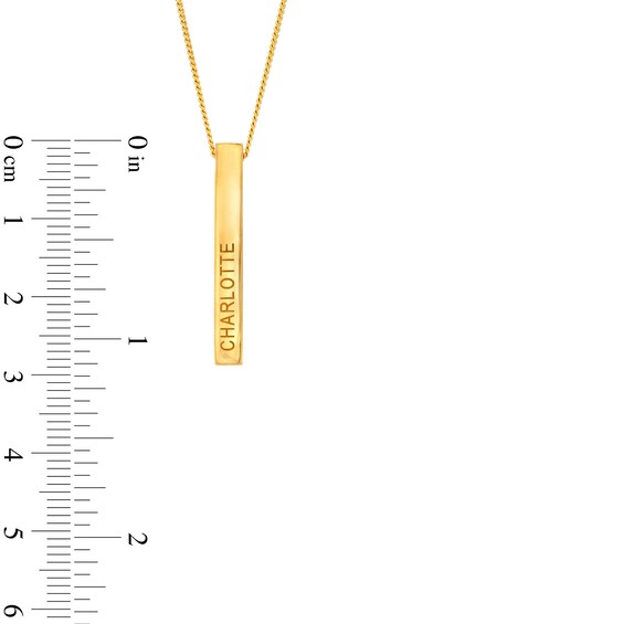 14K Gold Plated Engravable Four Sided Bar Pendant -18"