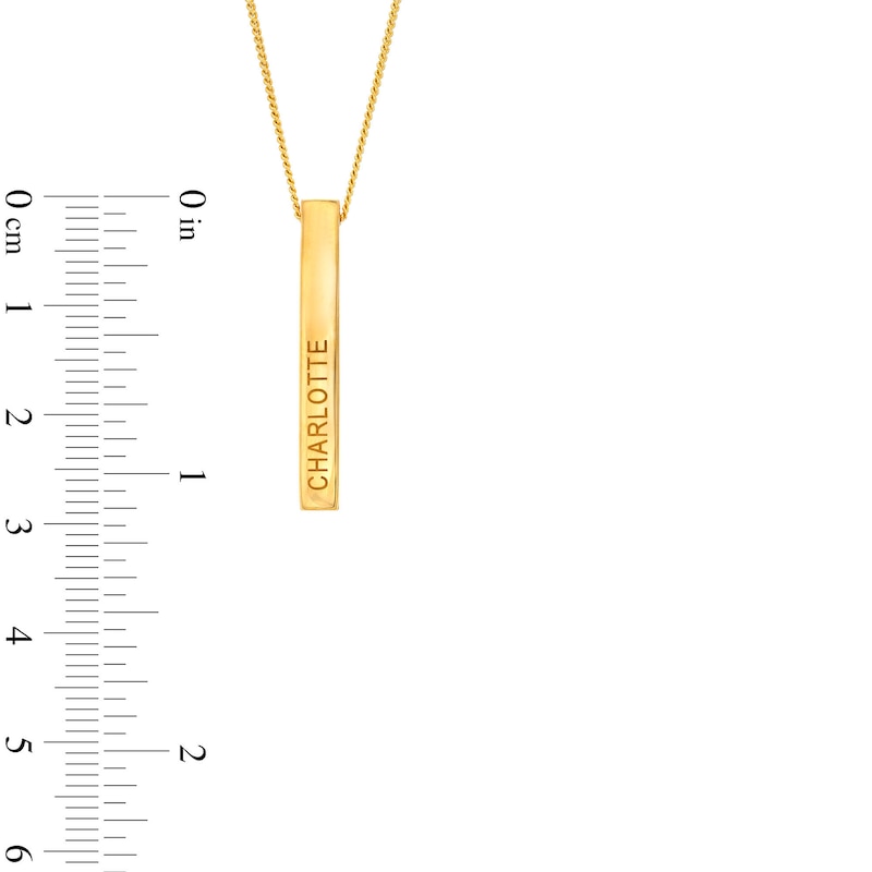 Main Image 2 of 14K Gold Plated Engravable Four Sided Bar Pendant -18"
