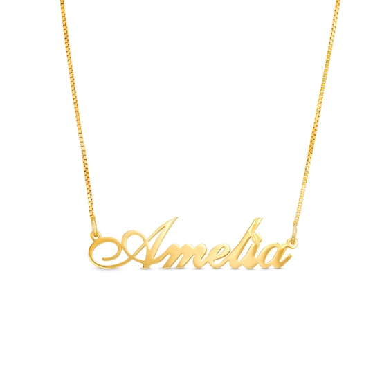 Personalized Flourish Script Name Chain Necklace in Sterling Silver with 14K Gold Plate - 18"