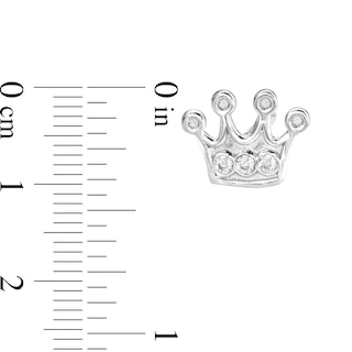 Child's CZ Crown Stud Earrings in Sterling Silver