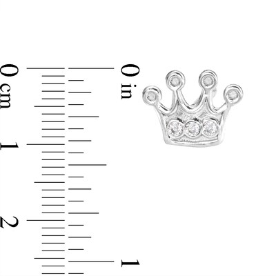Child's CZ Crown Stud Earrings in Sterling Silver