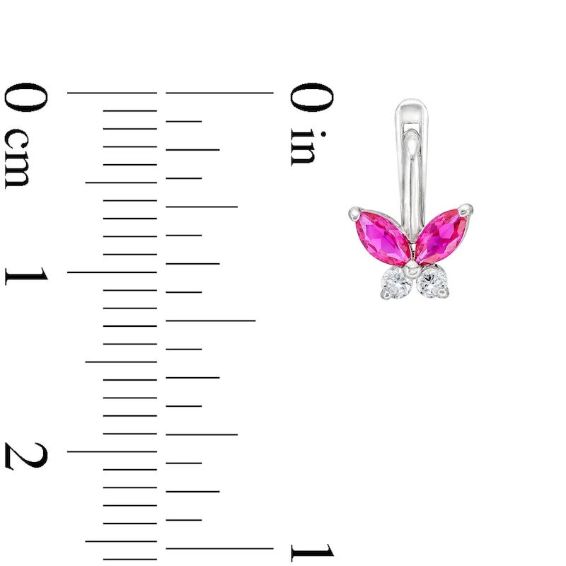 Main Image 2 of Child's ​​​​​​​Cubic Zirconia and Simulated Ruby Butterfly Earrings in Sterling Silver