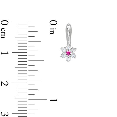 Child's ​​​​​​​Cubic Zirconia and Simulated Ruby Flower Earrings in Sterling Silver