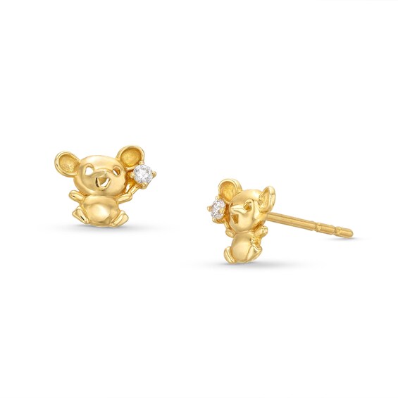 Child's 10K Gold CZ Mouse Studs