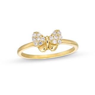 Child's Cubic Zirconia Butterfly Ring in 10K Solid Gold - Size 4